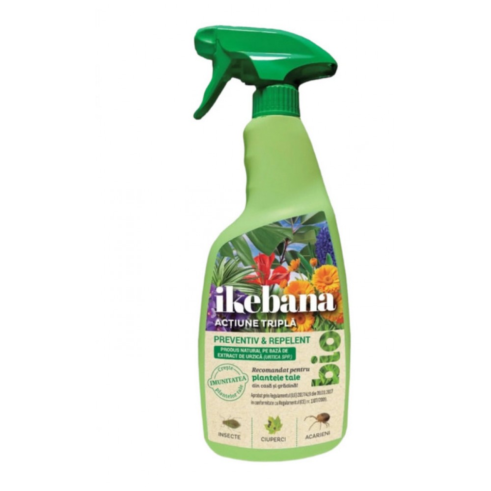 Spray Ikebana BIO pentru plante Triple Action, 750 ml. 