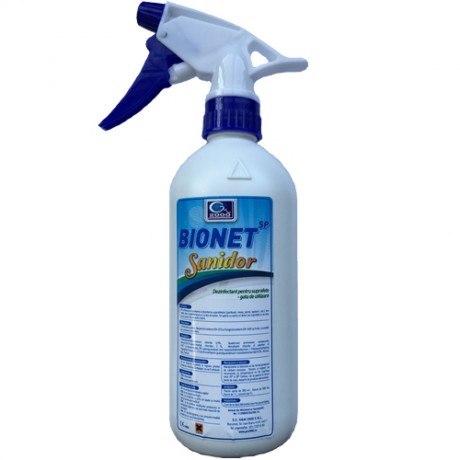 Bionet Sanidor, dezinfectant spray pentru suprafete, 500ml.