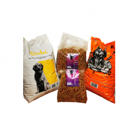 Set hrana animale  companie Bodri, Greedy 10 kg per sac si 2 saci hrana pisici Finci 3 kg si 5 kg