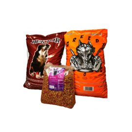 Set format din hrana pentru catei de la Greedy 10 kg si Hector 10 kg plus hrana pentru pisici de la Finci 3 kg