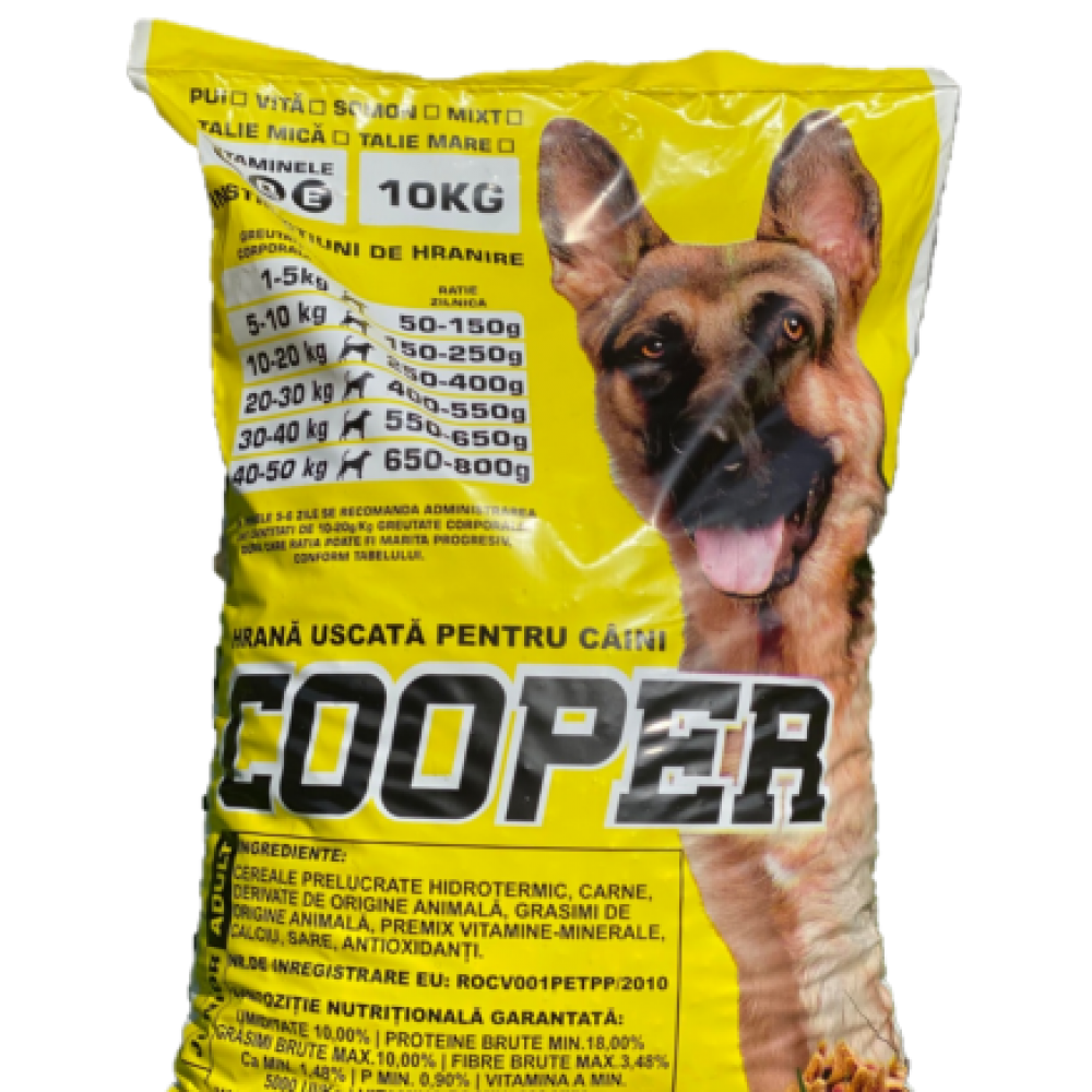 Hrana uscata pentru caine cu aroma mixta pui si vita - Cooper - 10kg