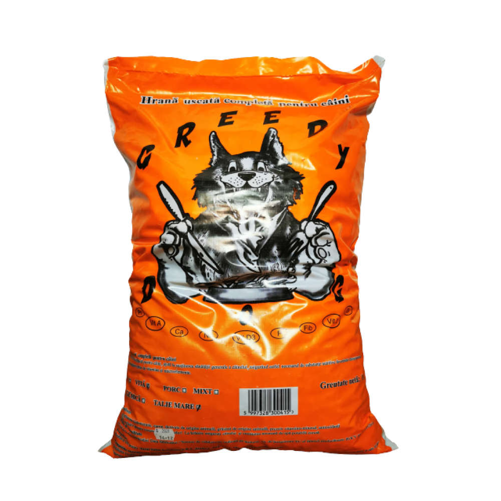  Hrana uscata pentru caini Greedy, aroma vita, 10 kg