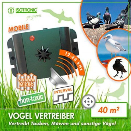 Dispozitiv mobil anti pasari, Isotronic 70628 Birds Repeller, 40mp.