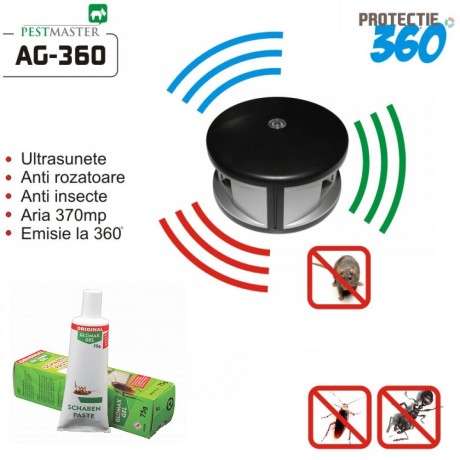 Protectie casa Pestmaster, aparat cu ultrasunete AG360 + Insecticid gel Glomax