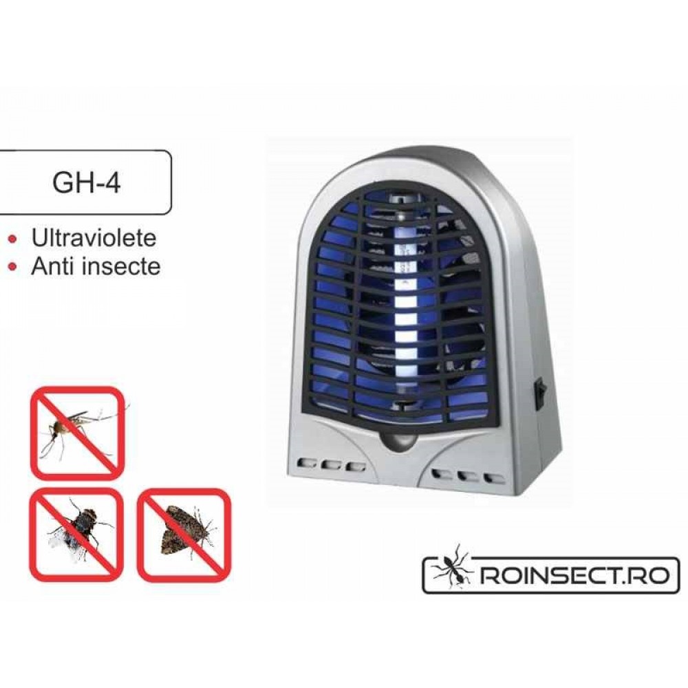 Aparat anti insecte cu lampa UV (1x4W) si ventilator GH-4 (50 mp)