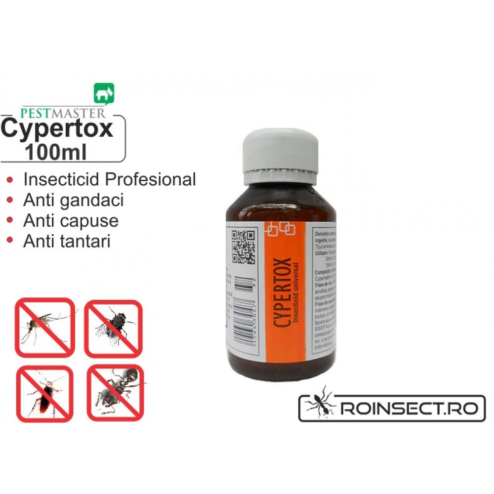 Insecticid profesional impotriva gandacilor, puricilor, mustelor, tantarilor, furnicilor - Cypertox FORTE 100 ml