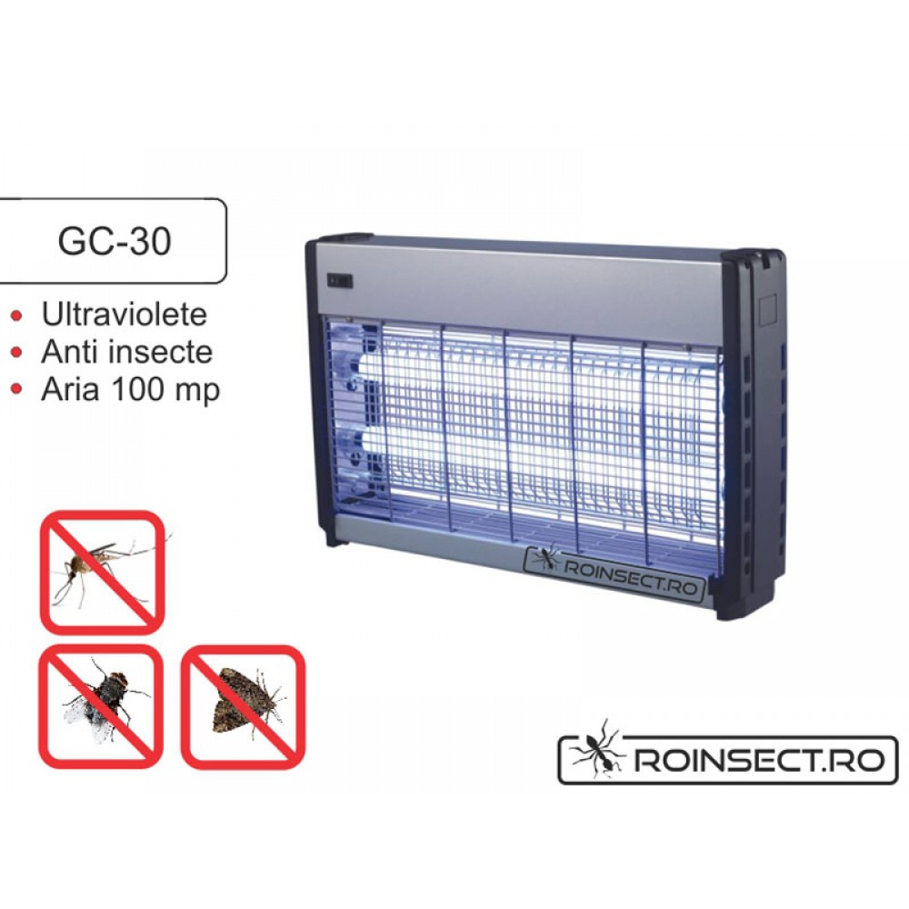 Distrugator insecte pe baza de lampi UV si retea de inalta tensiune electrocutoare GC 30W( 100 mp), semiprofesional